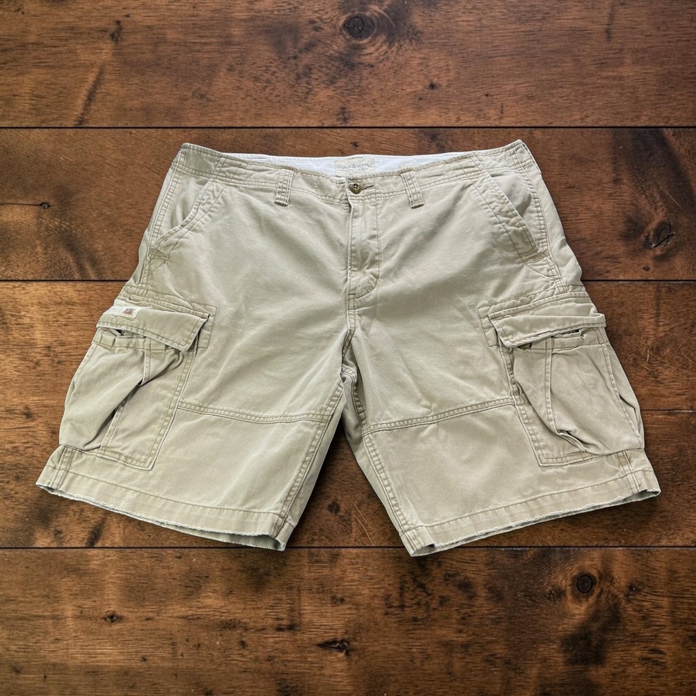 Vintage Denim & Supply Ralph Lauren Mens Tan Cotton Khaki Cargo Shorts Size 40